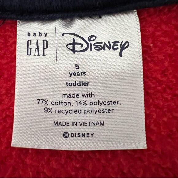 Baby GAP Disney Hoodie 5 Years Toddler Mickey Mouse Full Zip Red Long Sleeve - Picture 7 of 10